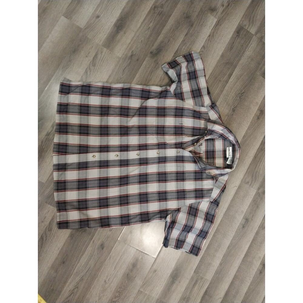 Kimg Size XL Mens Plaid Short Sleeve Button Up Shirt
